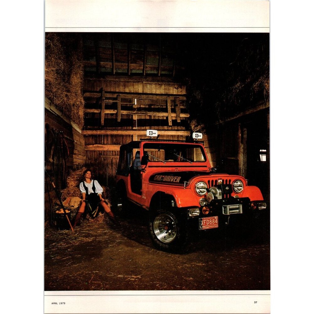 1979 Jeep CJ Wrangler Vintage Print Ad Farmer's Daughter Hay Loft Barn Wall Art